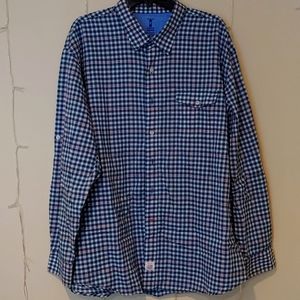 IZOD Button Down Long Sleeve Shirt, Blue/Green & Red, XXL